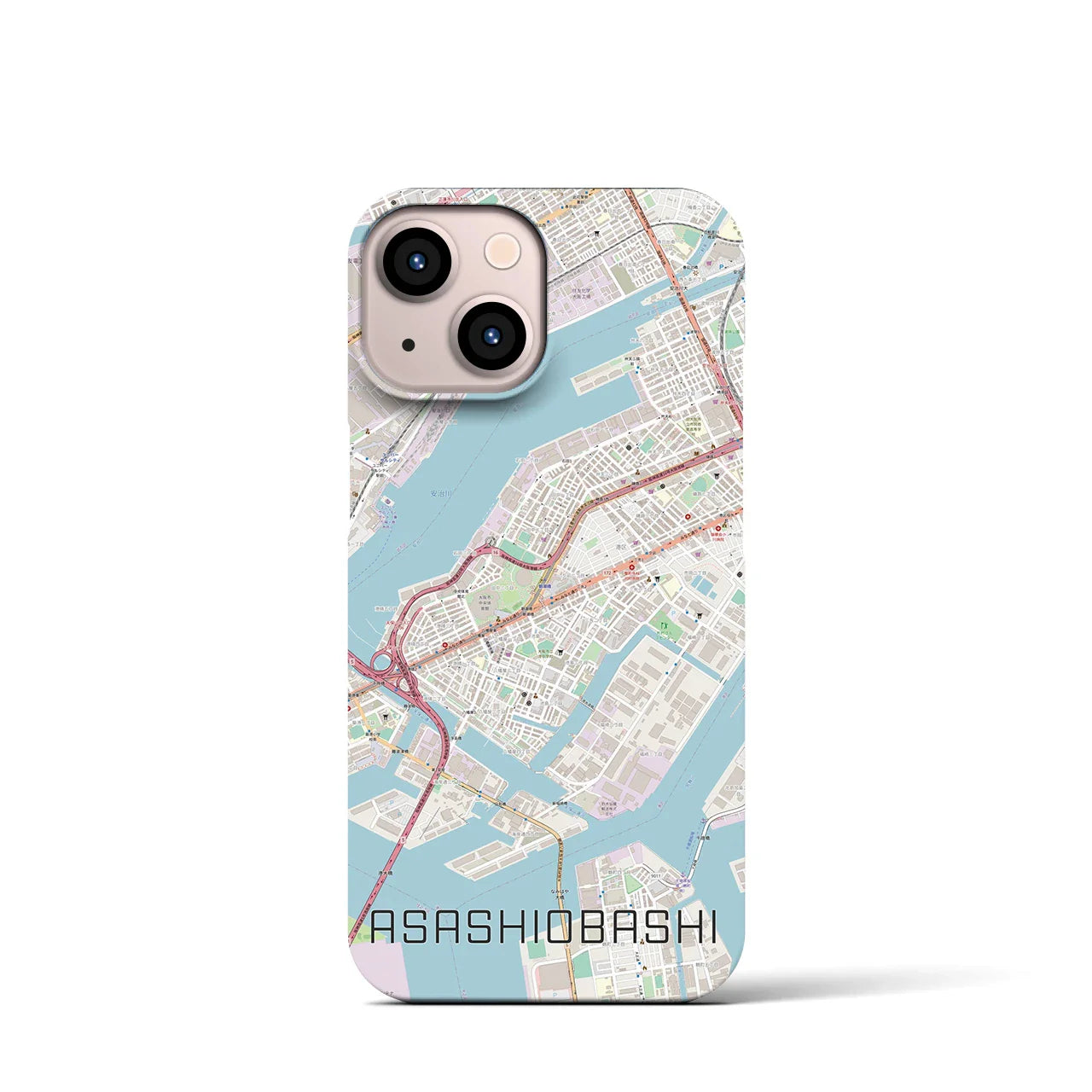 【朝潮橋(大阪府)】地図柄iPhoneケース(バックカバータイプ)