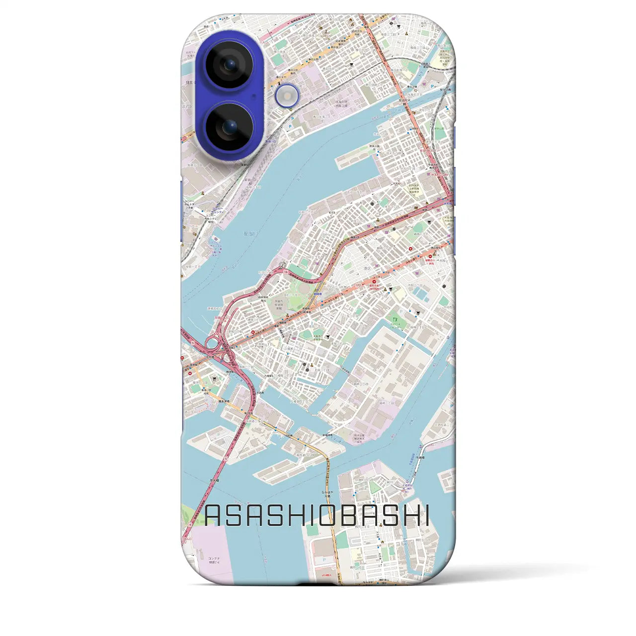 【朝潮橋(大阪府)】地図柄iPhoneケース(バックカバータイプ)