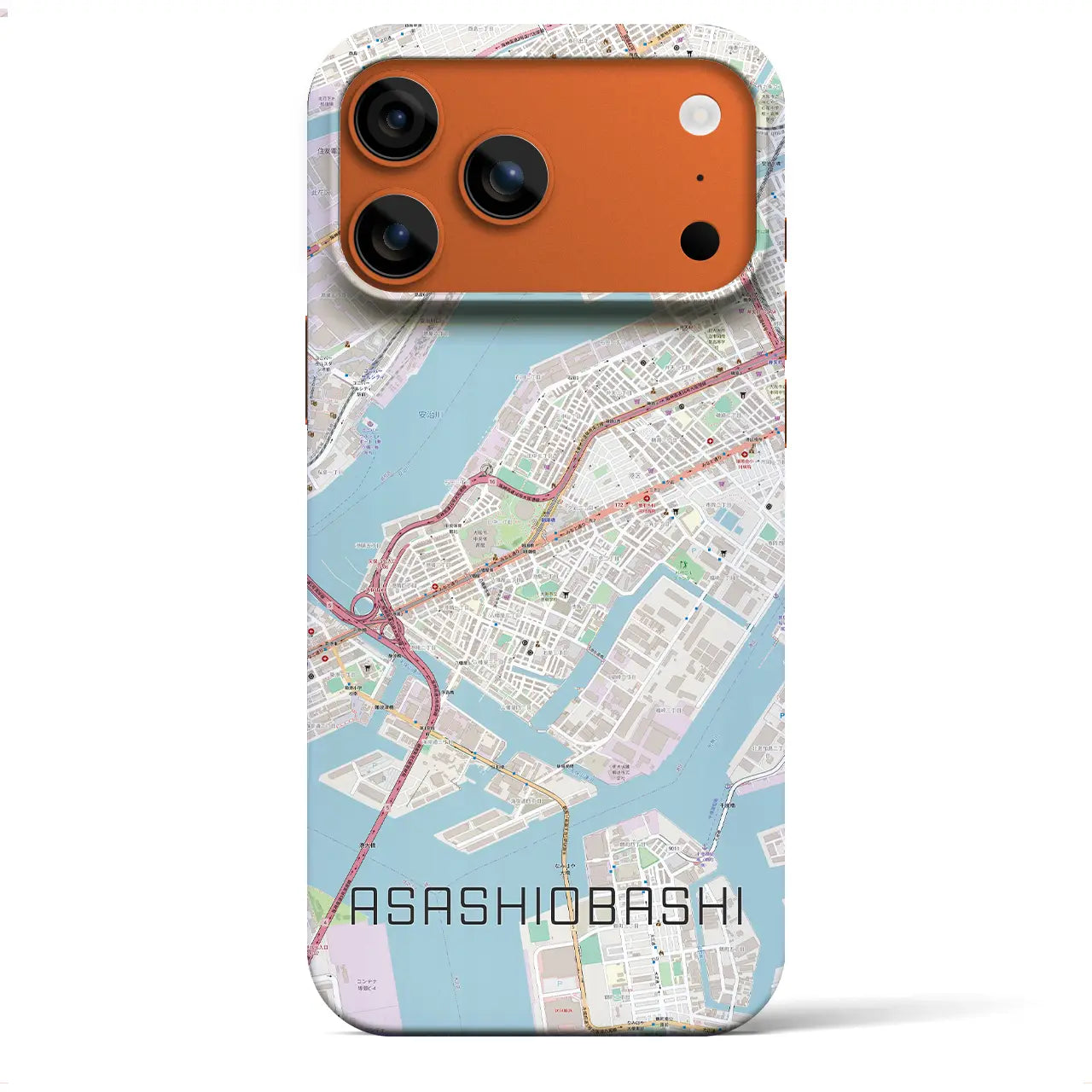 【朝潮橋(大阪府)】地図柄iPhoneケース(バックカバータイプ)