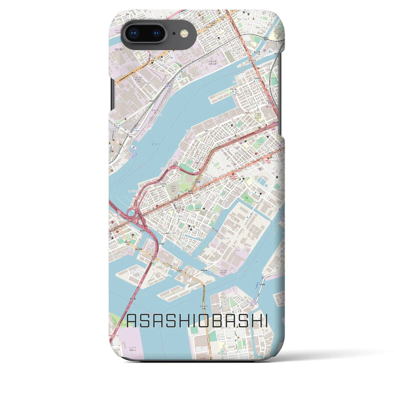【朝潮橋(大阪府)】地図柄iPhoneケース(バックカバータイプ)