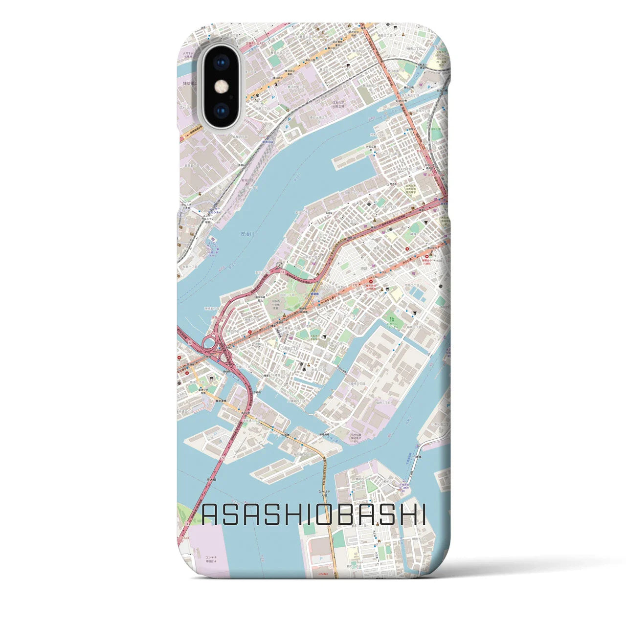 【朝潮橋(大阪府)】地図柄iPhoneケース(バックカバータイプ)