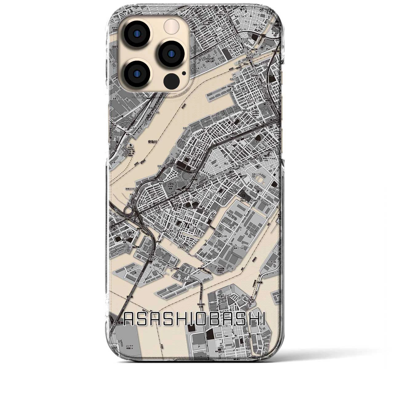 【朝潮橋(大阪府)】地図柄iPhoneケース(クリアタイプ)