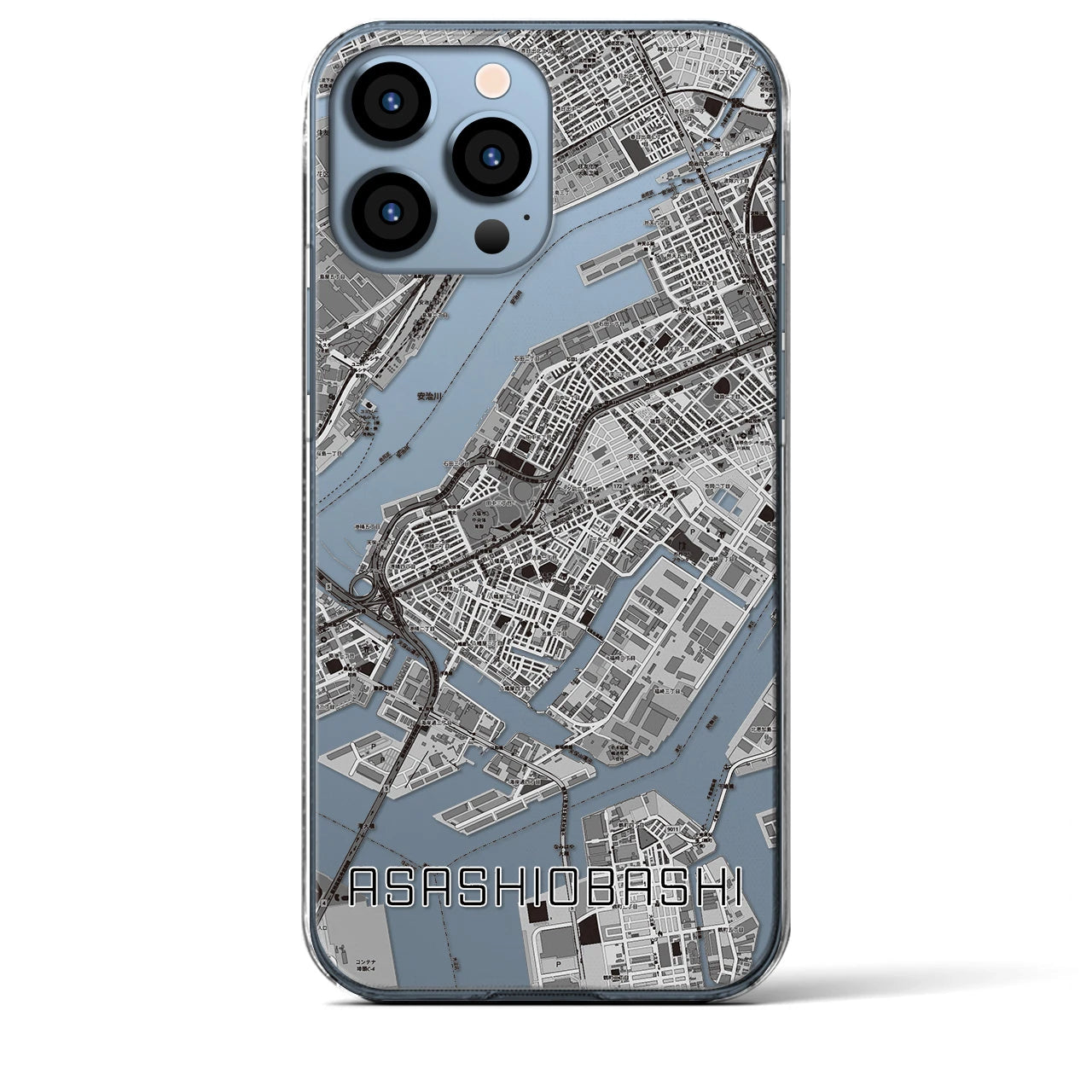 【朝潮橋(大阪府)】地図柄iPhoneケース(クリアタイプ)