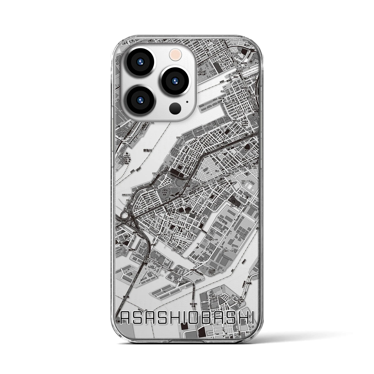 【朝潮橋(大阪府)】地図柄iPhoneケース(クリアタイプ)