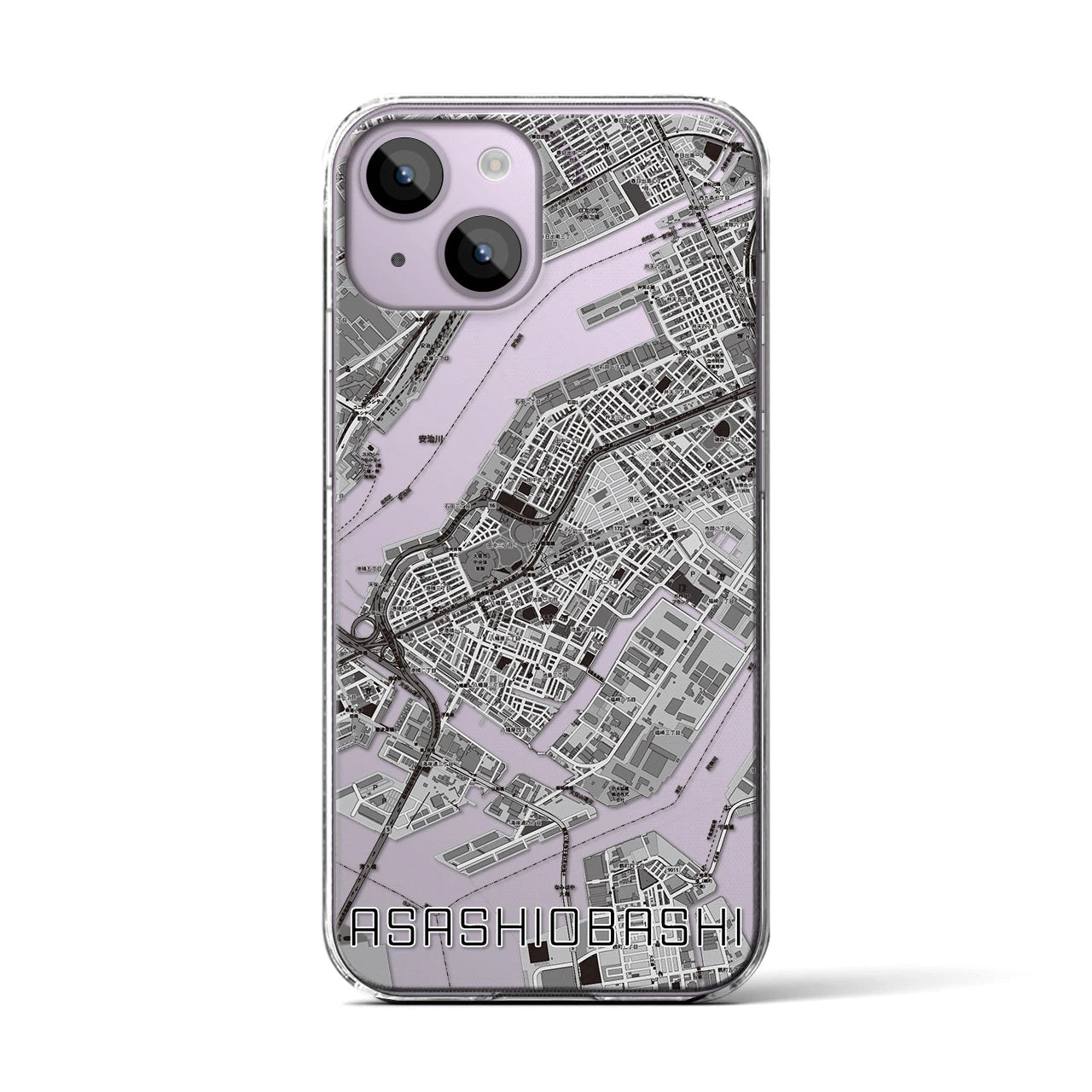 【朝潮橋(大阪府)】地図柄iPhoneケース(クリアタイプ)