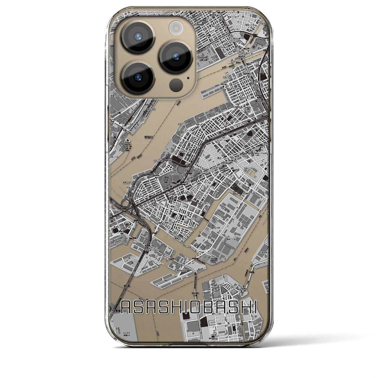 【朝潮橋(大阪府)】地図柄iPhoneケース(クリアタイプ)