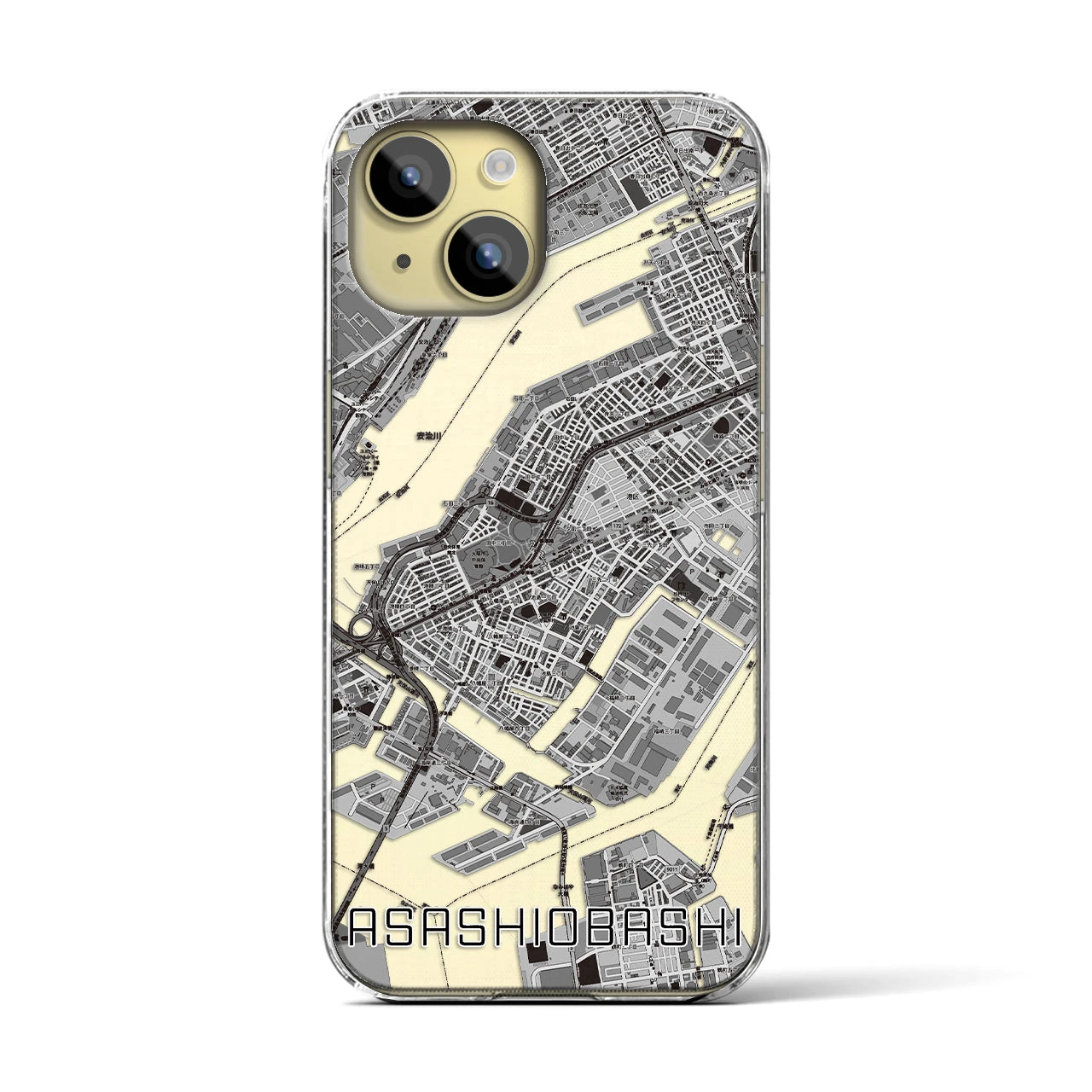 【朝潮橋(大阪府)】地図柄iPhoneケース(クリアタイプ)