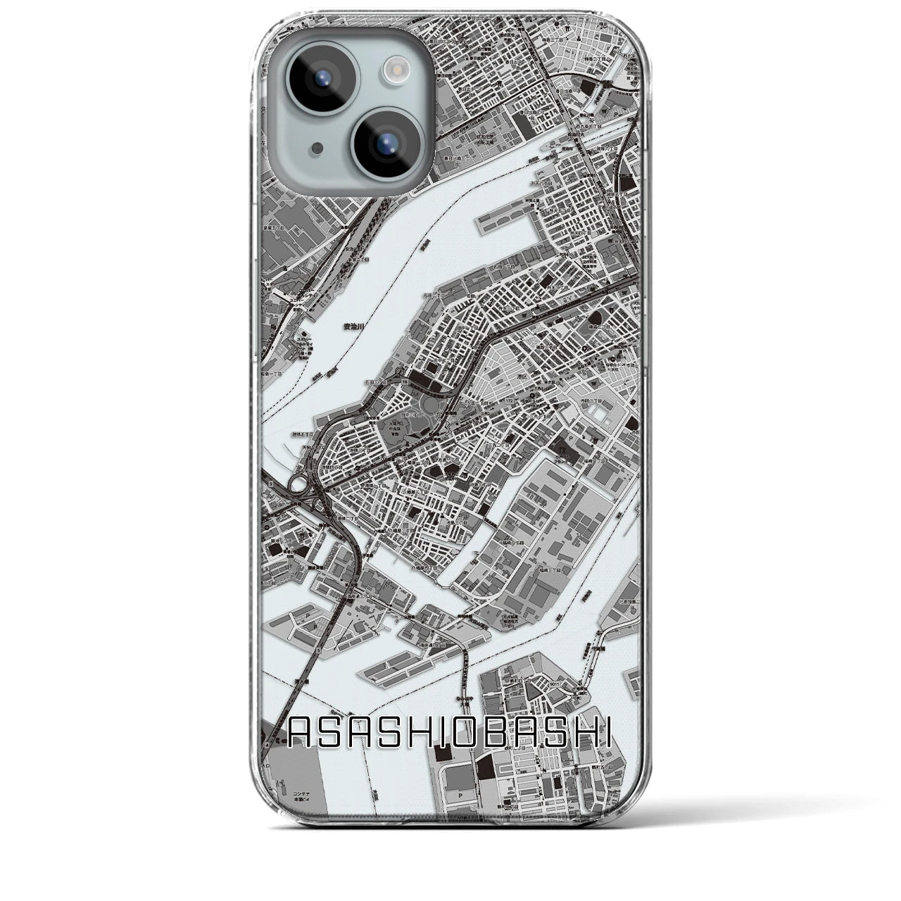 【朝潮橋(大阪府)】地図柄iPhoneケース(クリアタイプ)