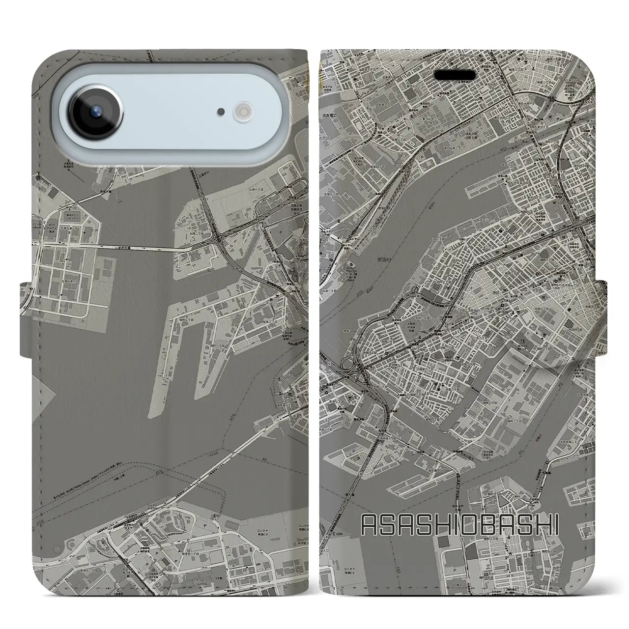 【朝潮橋(大阪府)】地図柄iPhoneケース(手帳タイプ)