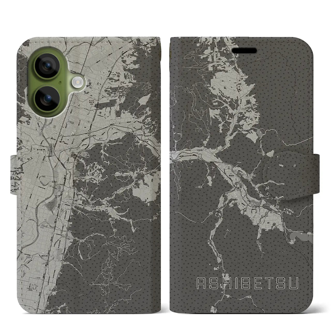 【芦別(北海道)】地図柄iPhoneケース(手帳タイプ)