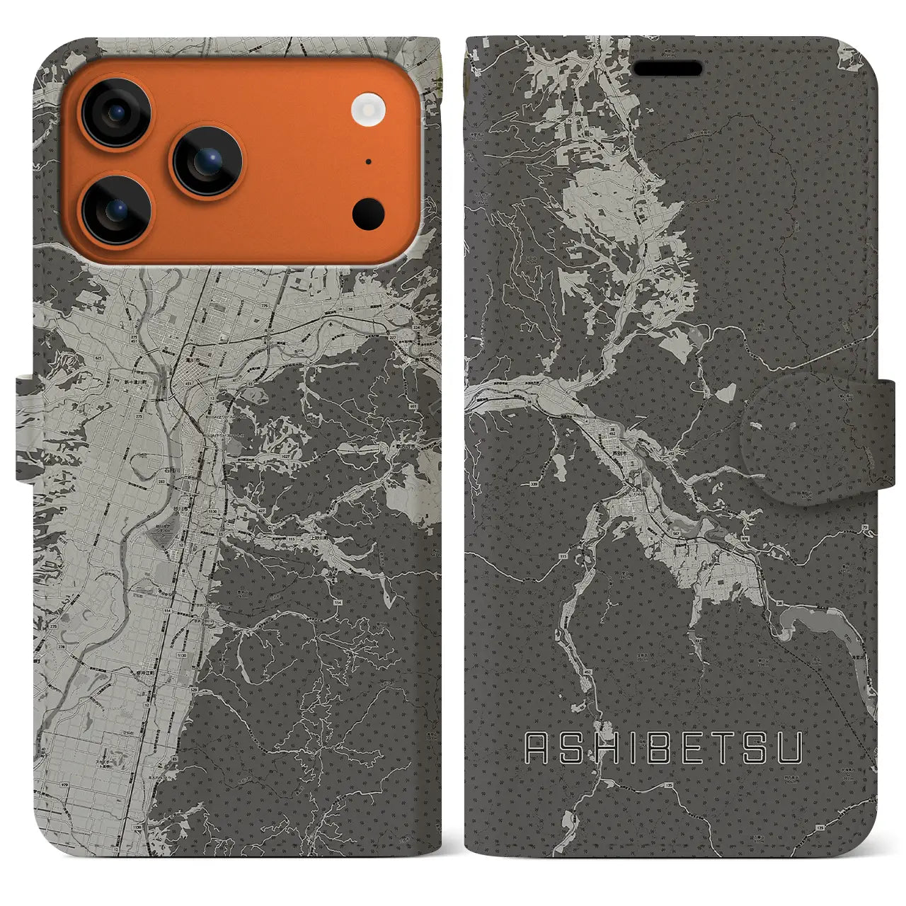 【芦別(北海道)】地図柄iPhoneケース(手帳タイプ)