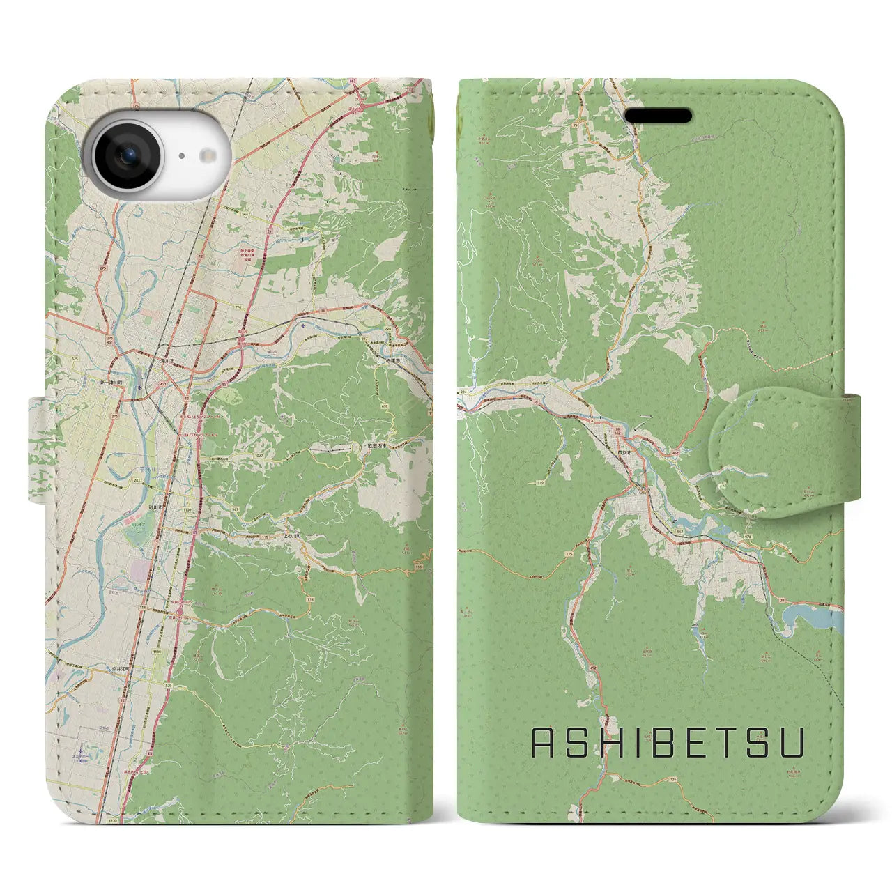 【芦別(北海道)】地図柄iPhoneケース(手帳タイプ)