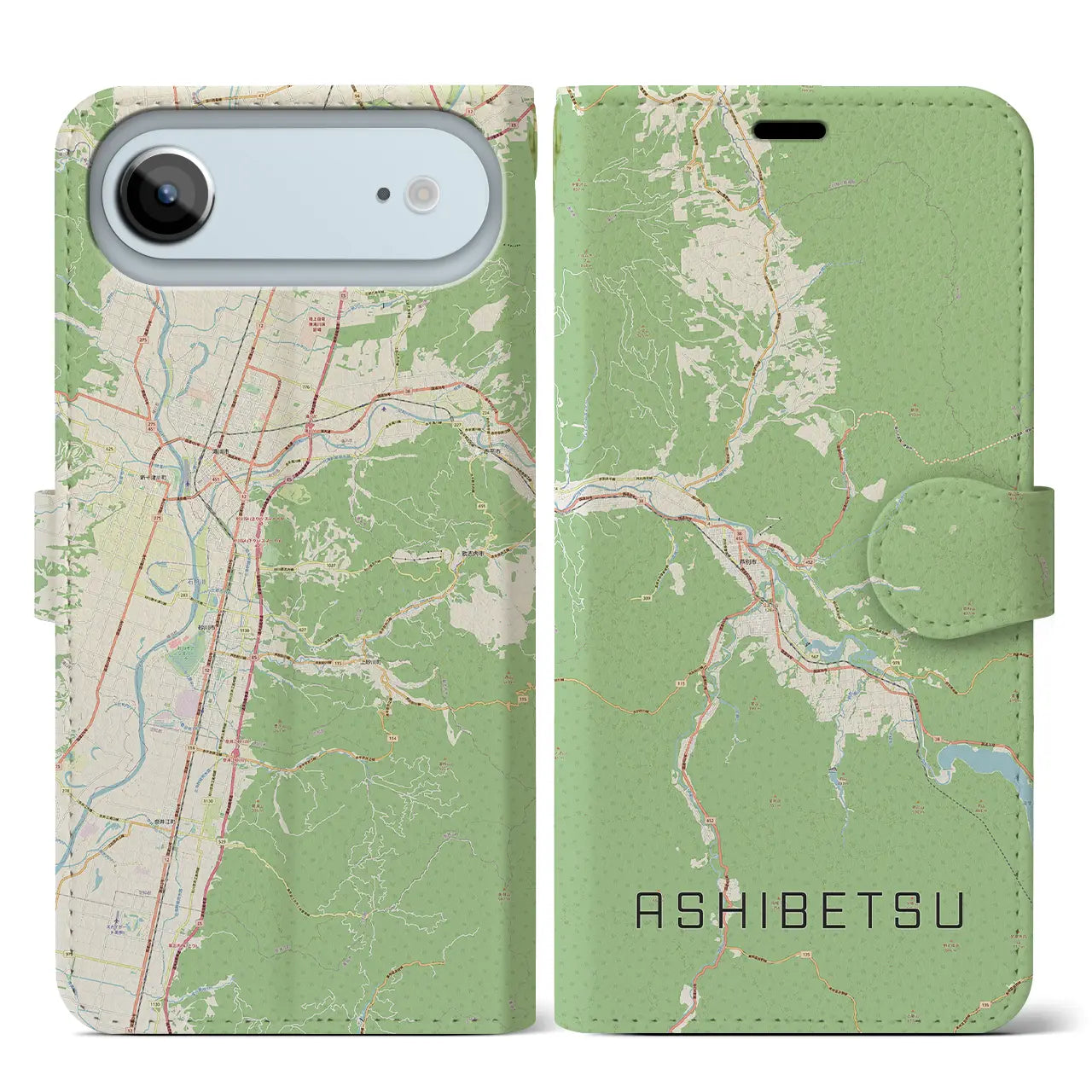【芦別(北海道)】地図柄iPhoneケース(手帳タイプ)