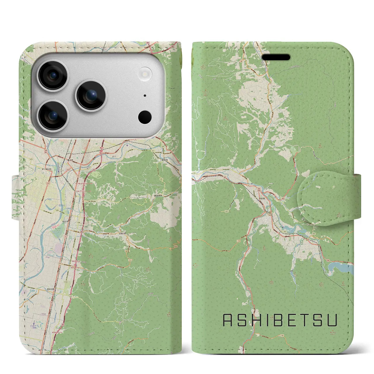 【芦別(北海道)】地図柄iPhoneケース(手帳タイプ)