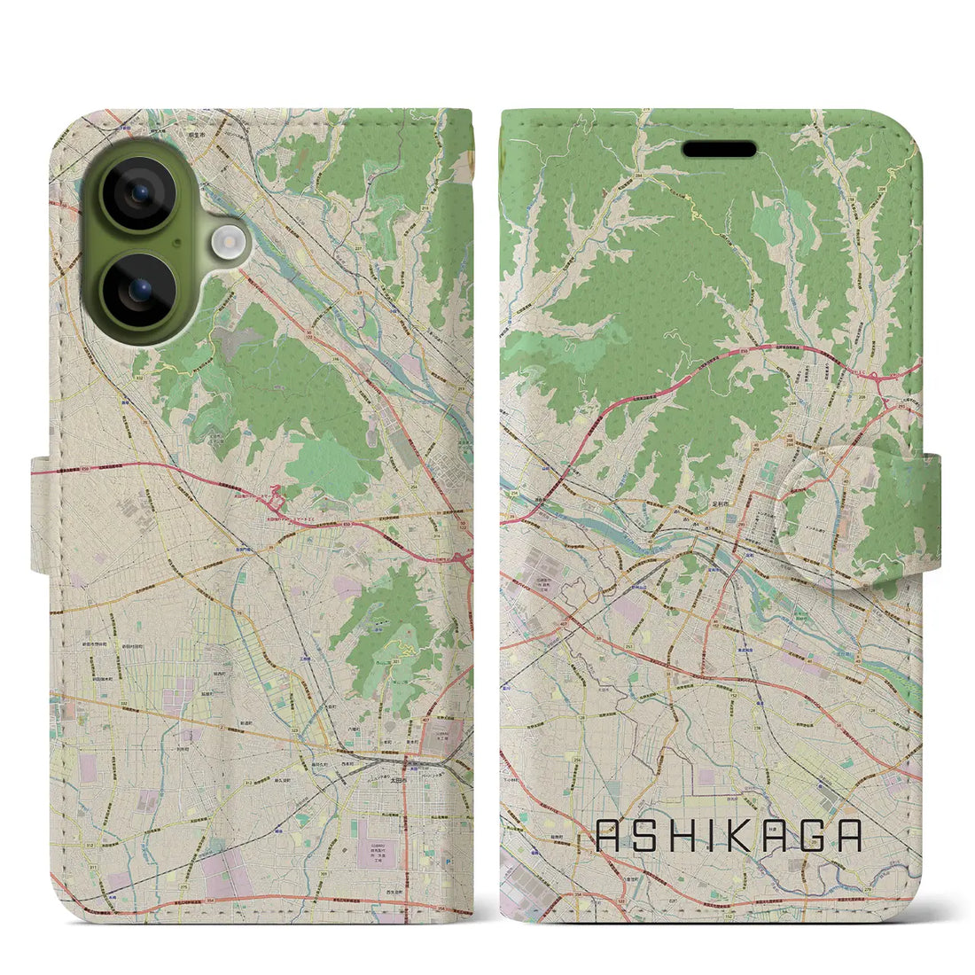 【足利(栃木県)】地図柄iPhoneケース(手帳タイプ)ナチュラル・iPhone 17 Pro Max 用