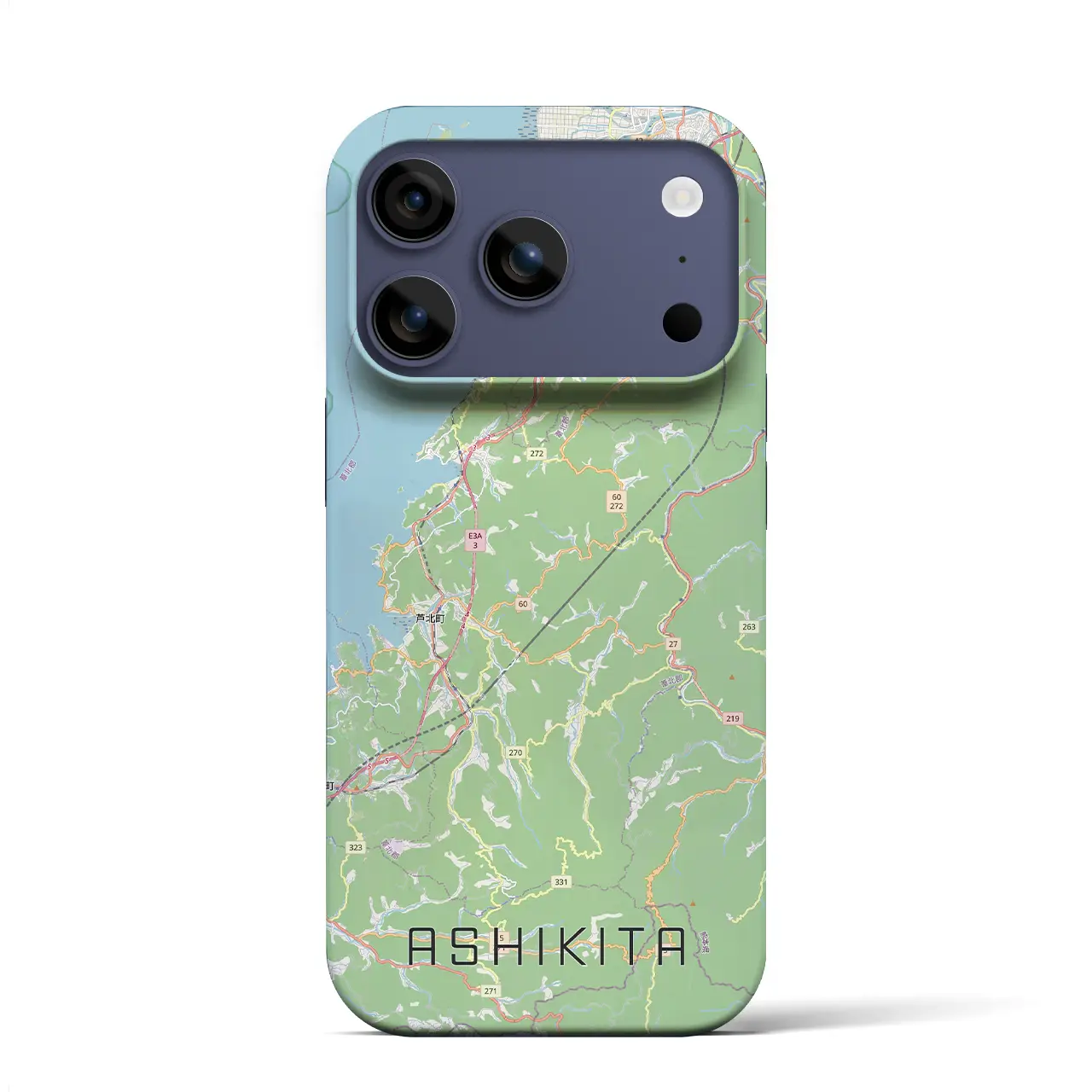 【芦北(熊本県)】地図柄iPhoneケース(バックカバータイプ)ブラック・iPhone 17 Pro Max 用