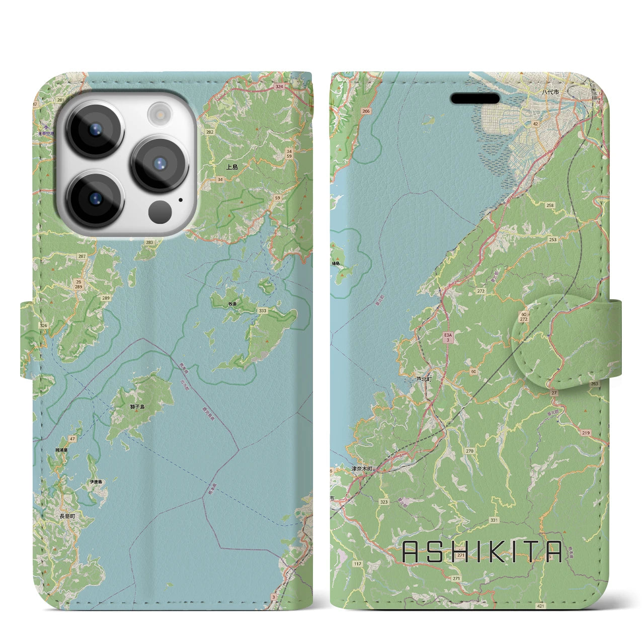 【芦北(熊本県)】地図柄iPhoneケース(手帳タイプ)