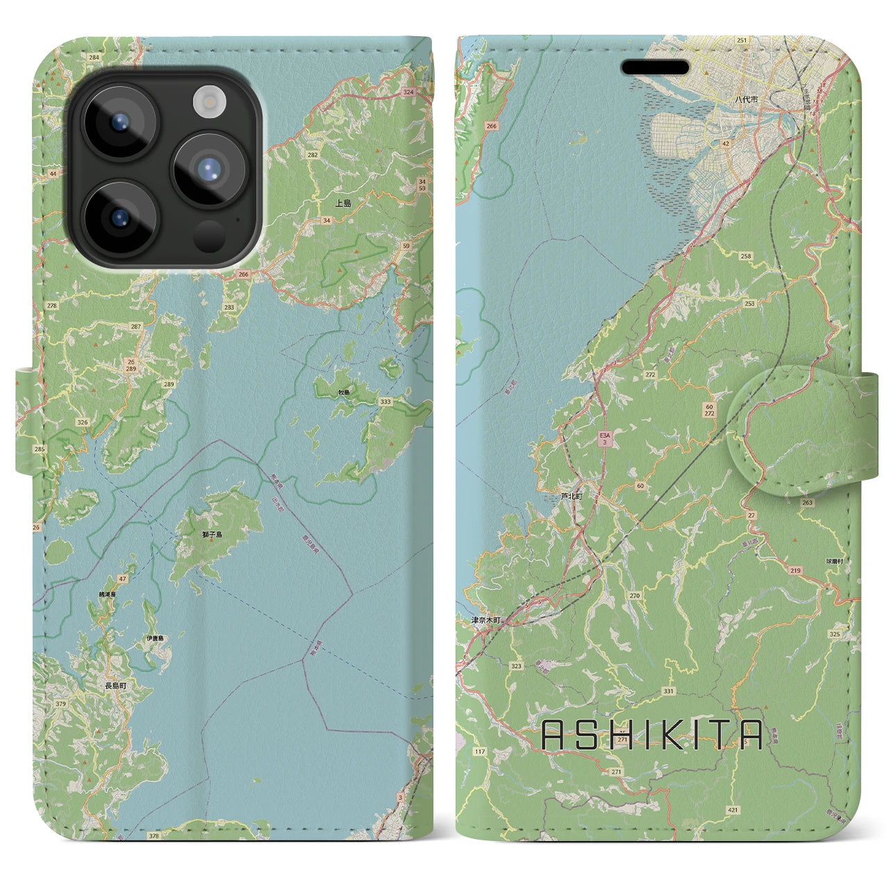 【芦北(熊本県)】地図柄iPhoneケース(手帳タイプ)