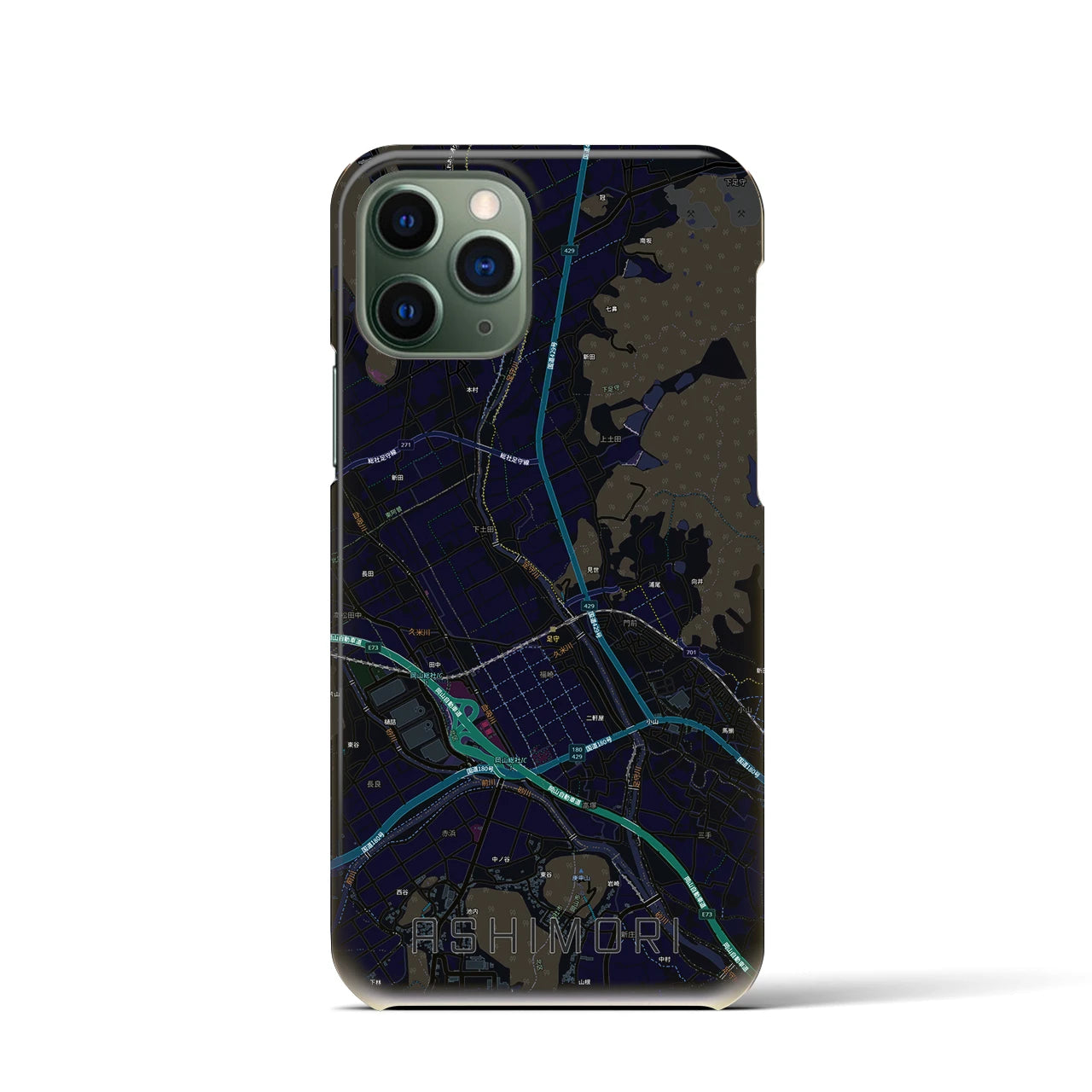【足守(岡山県)】地図柄iPhoneケース(バックカバータイプ)