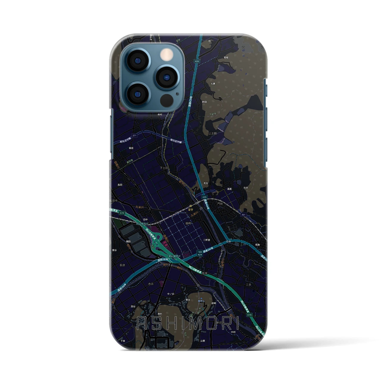 【足守(岡山県)】地図柄iPhoneケース(バックカバータイプ)