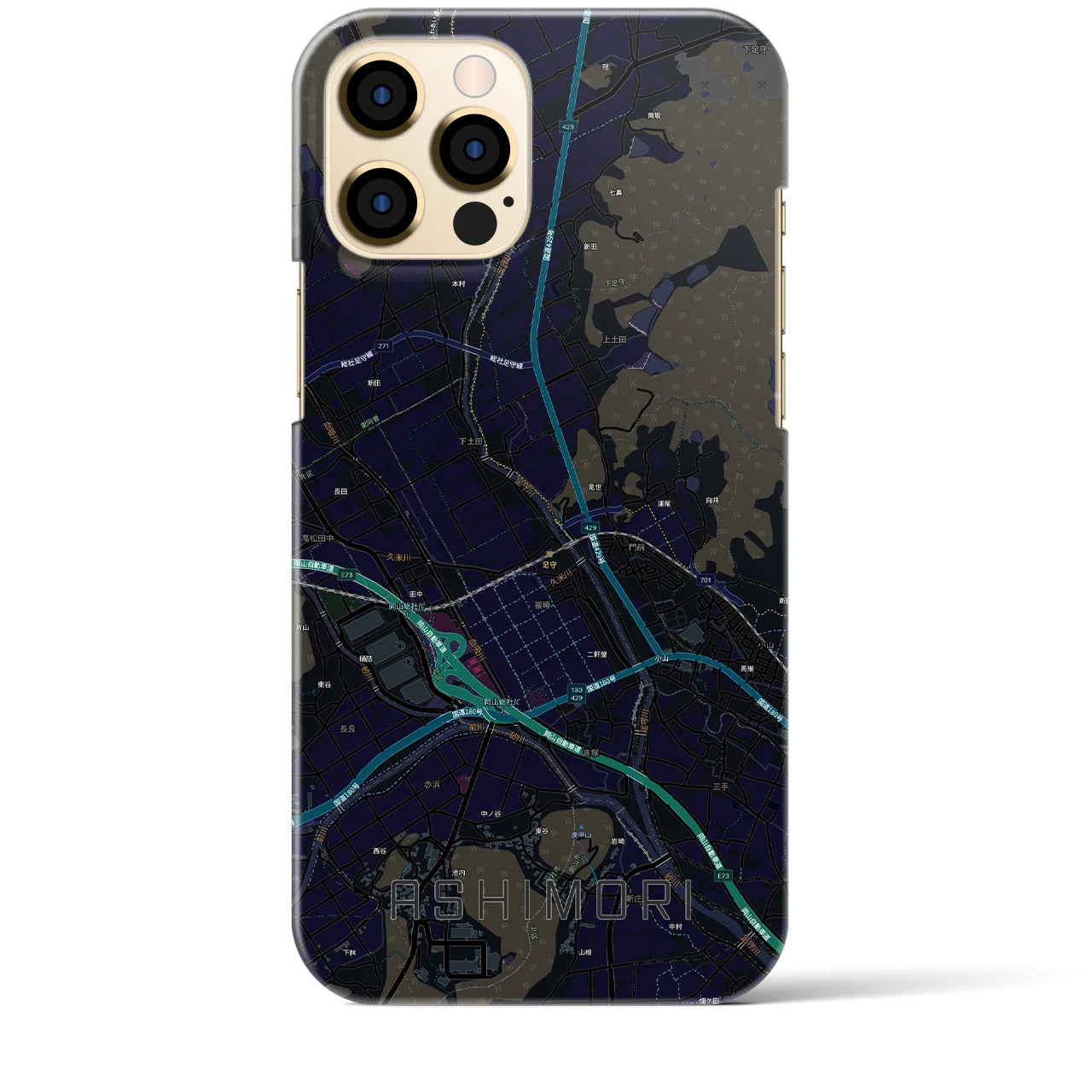 【足守(岡山県)】地図柄iPhoneケース(バックカバータイプ)
