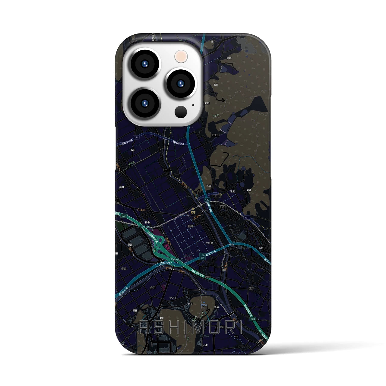 【足守(岡山県)】地図柄iPhoneケース(バックカバータイプ)