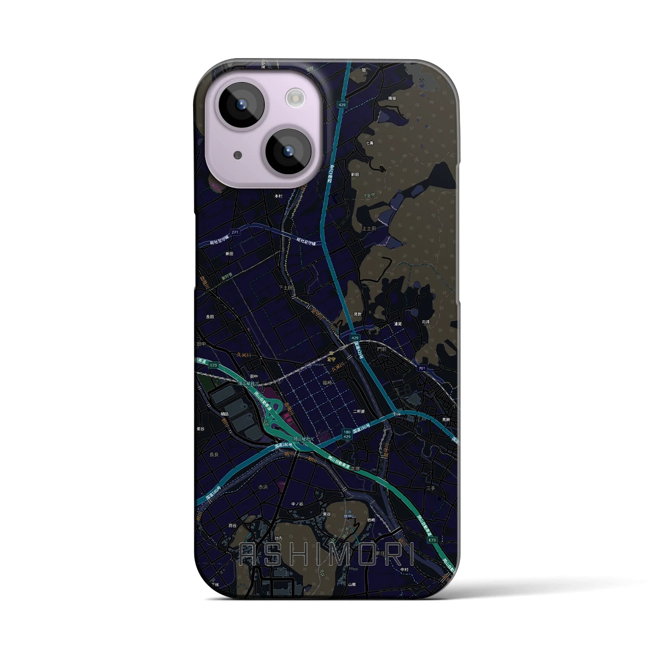 【足守(岡山県)】地図柄iPhoneケース(バックカバータイプ)