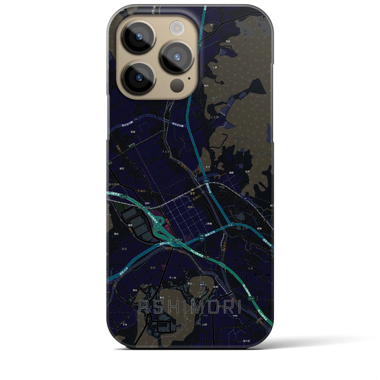 【足守(岡山県)】地図柄iPhoneケース(バックカバータイプ)