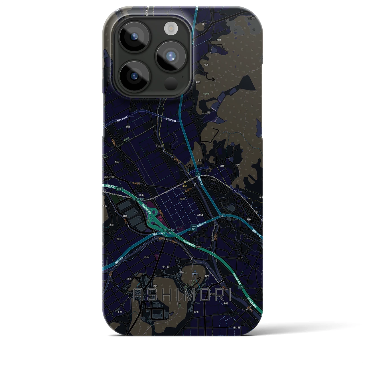 【足守(岡山県)】地図柄iPhoneケース(バックカバータイプ)