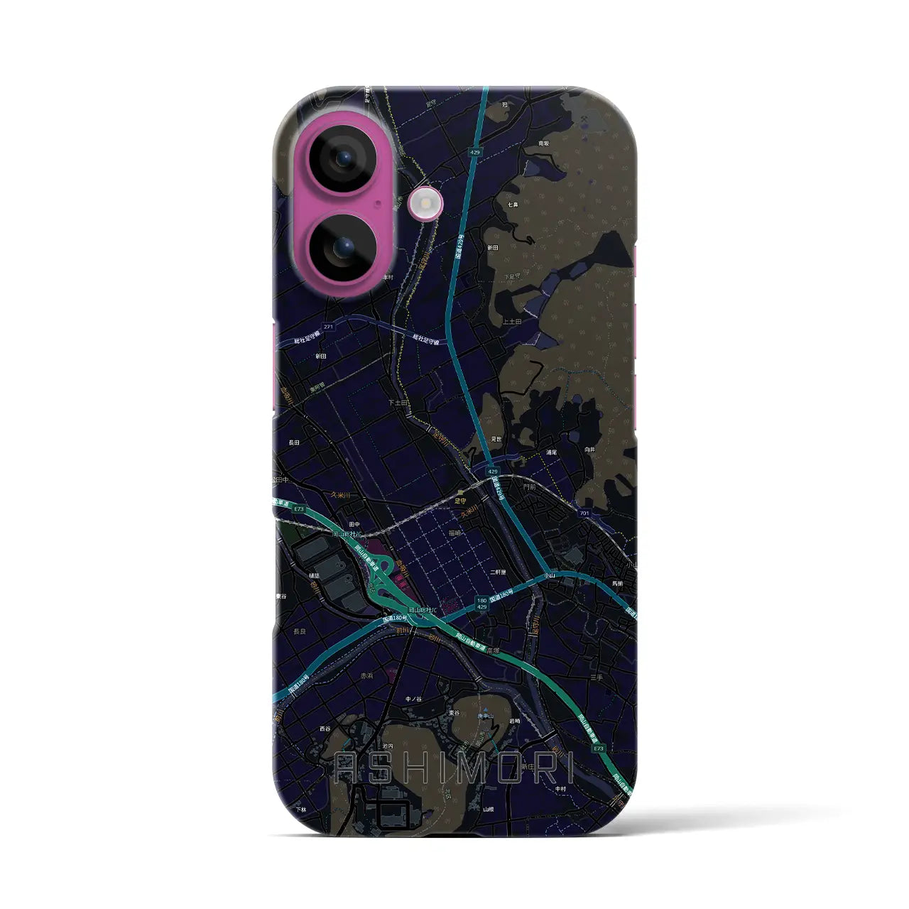 【足守(岡山県)】地図柄iPhoneケース(バックカバータイプ)