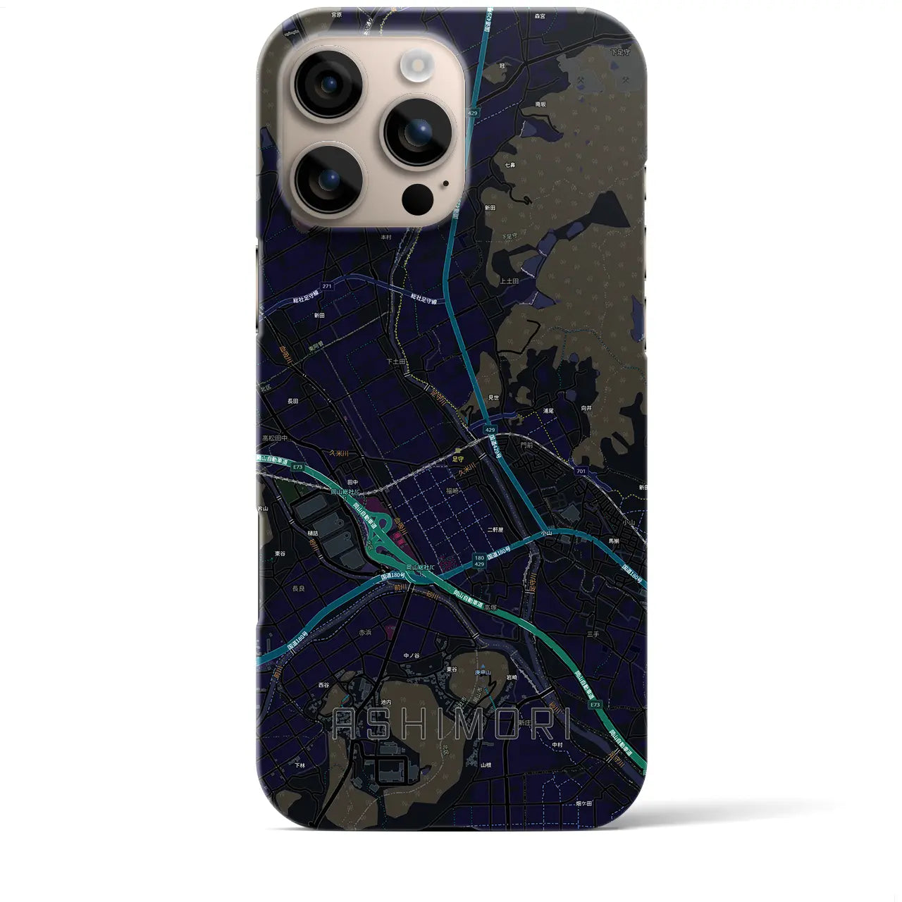 【足守(岡山県)】地図柄iPhoneケース(バックカバータイプ)
