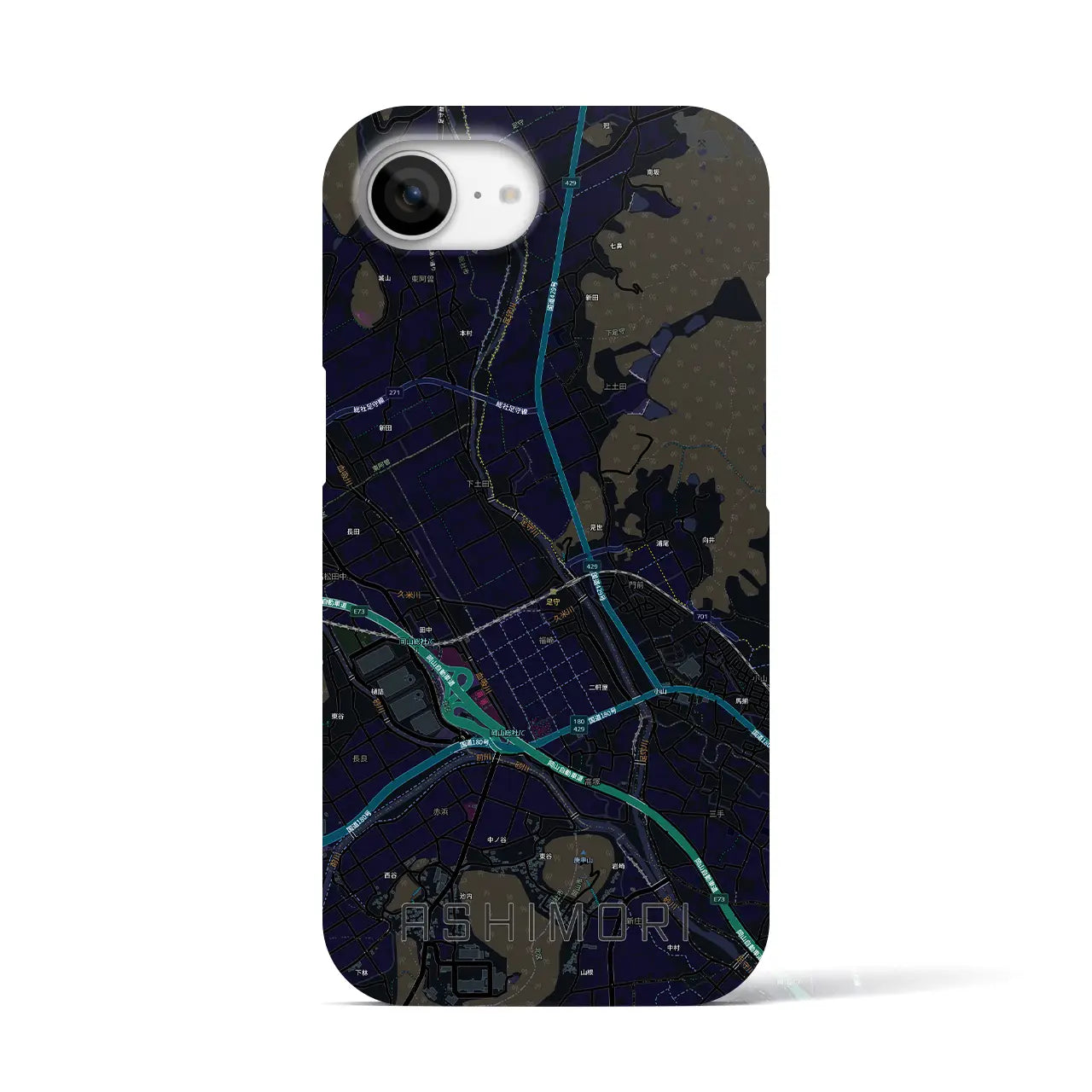 【足守(岡山県)】地図柄iPhoneケース(バックカバータイプ)