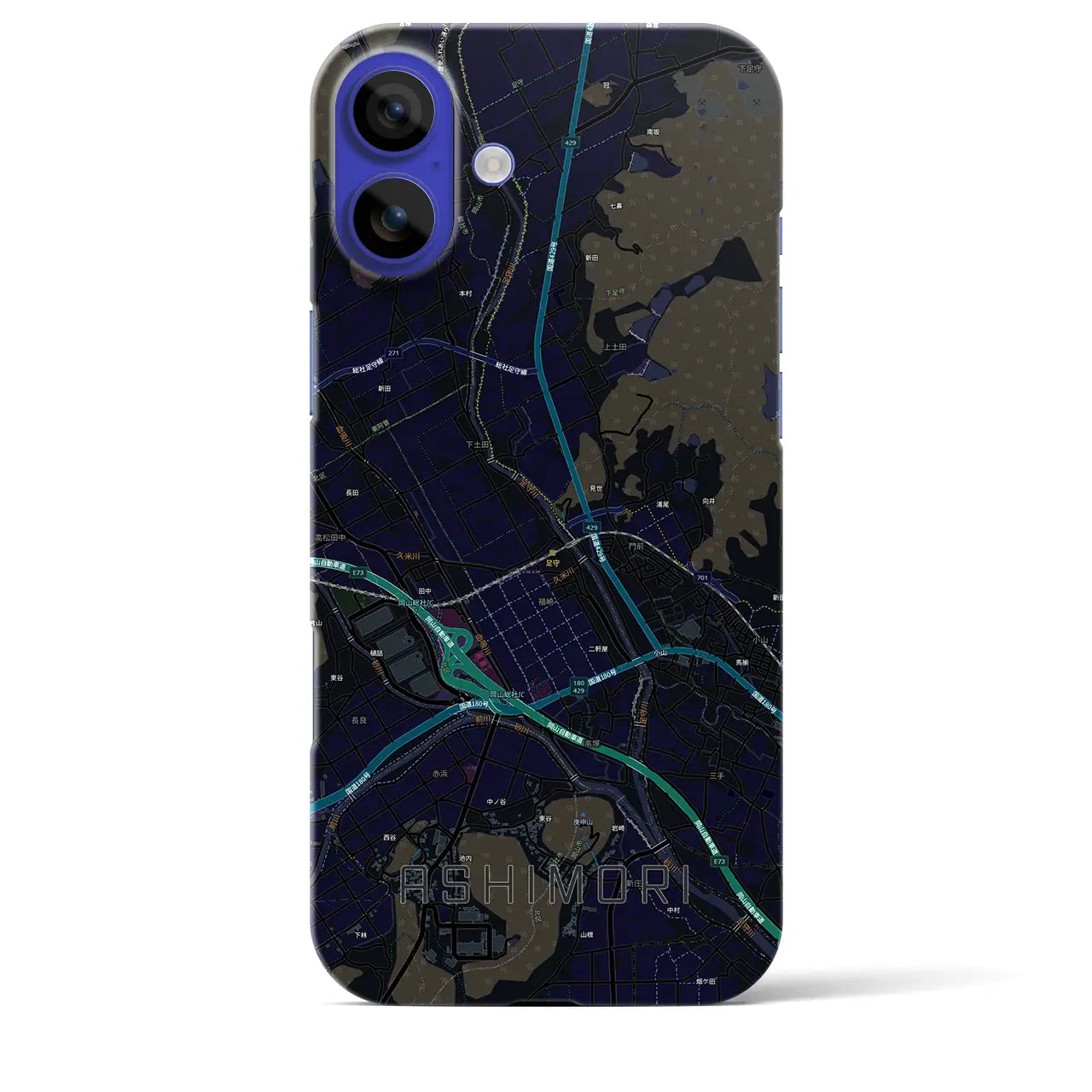 【足守(岡山県)】地図柄iPhoneケース(バックカバータイプ)