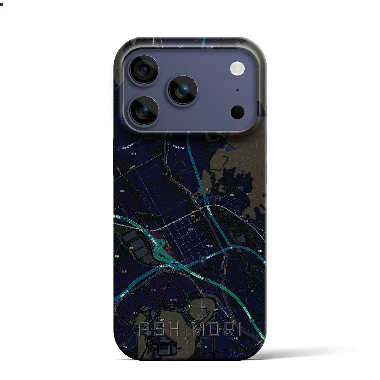 【足守(岡山県)】地図柄iPhoneケース(バックカバータイプ)