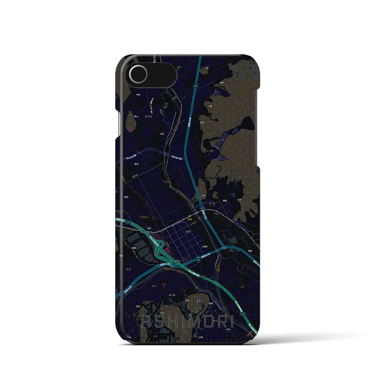 【足守(岡山県)】地図柄iPhoneケース(バックカバータイプ)