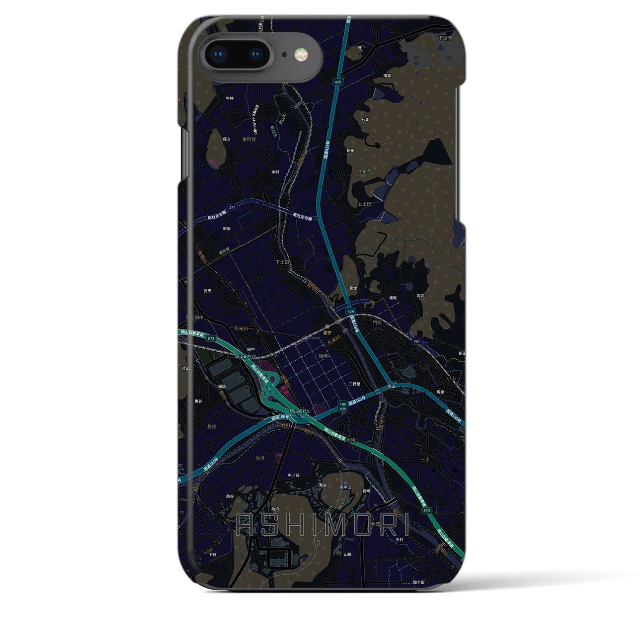 【足守(岡山県)】地図柄iPhoneケース(バックカバータイプ)