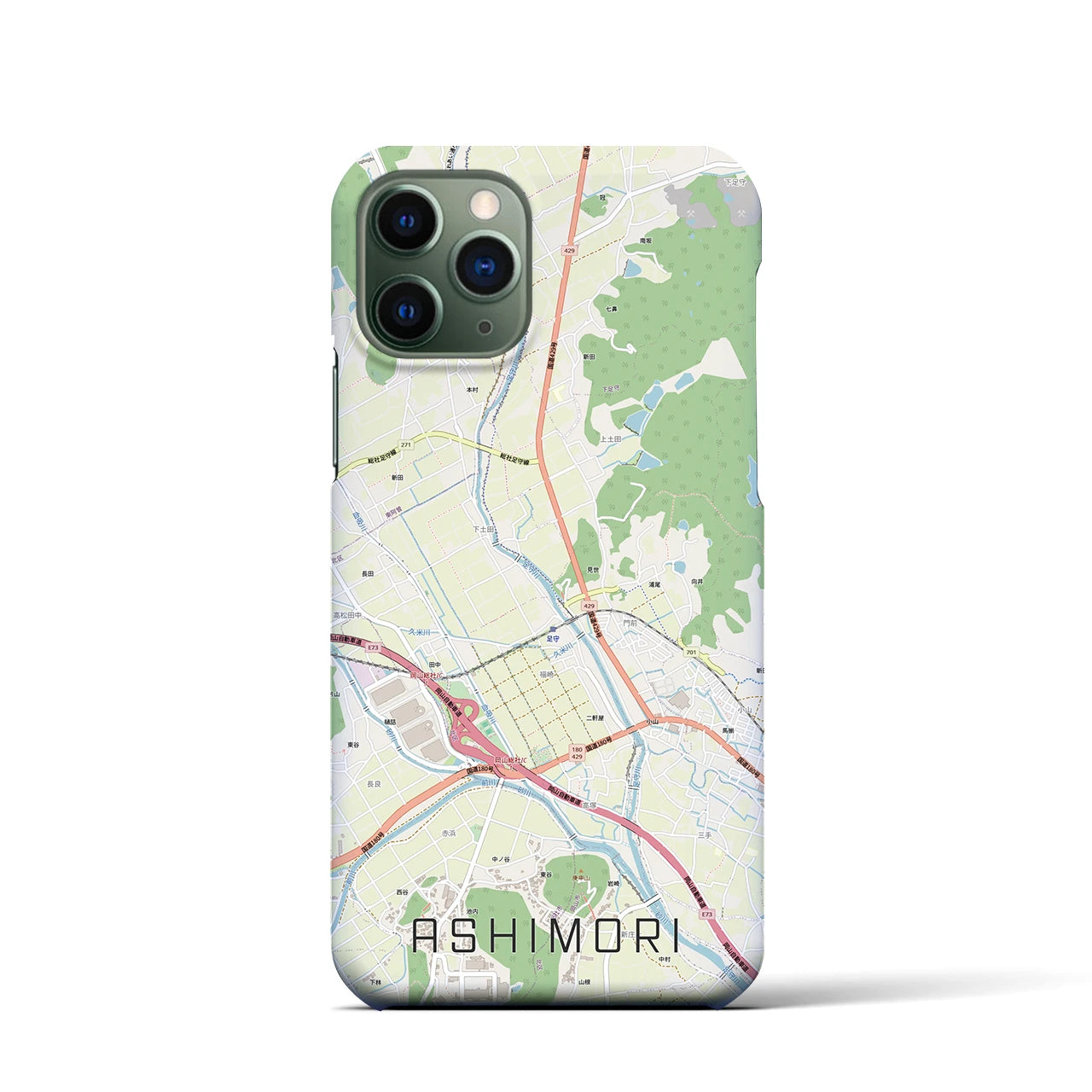 【足守(岡山県)】地図柄iPhoneケース(バックカバータイプ)