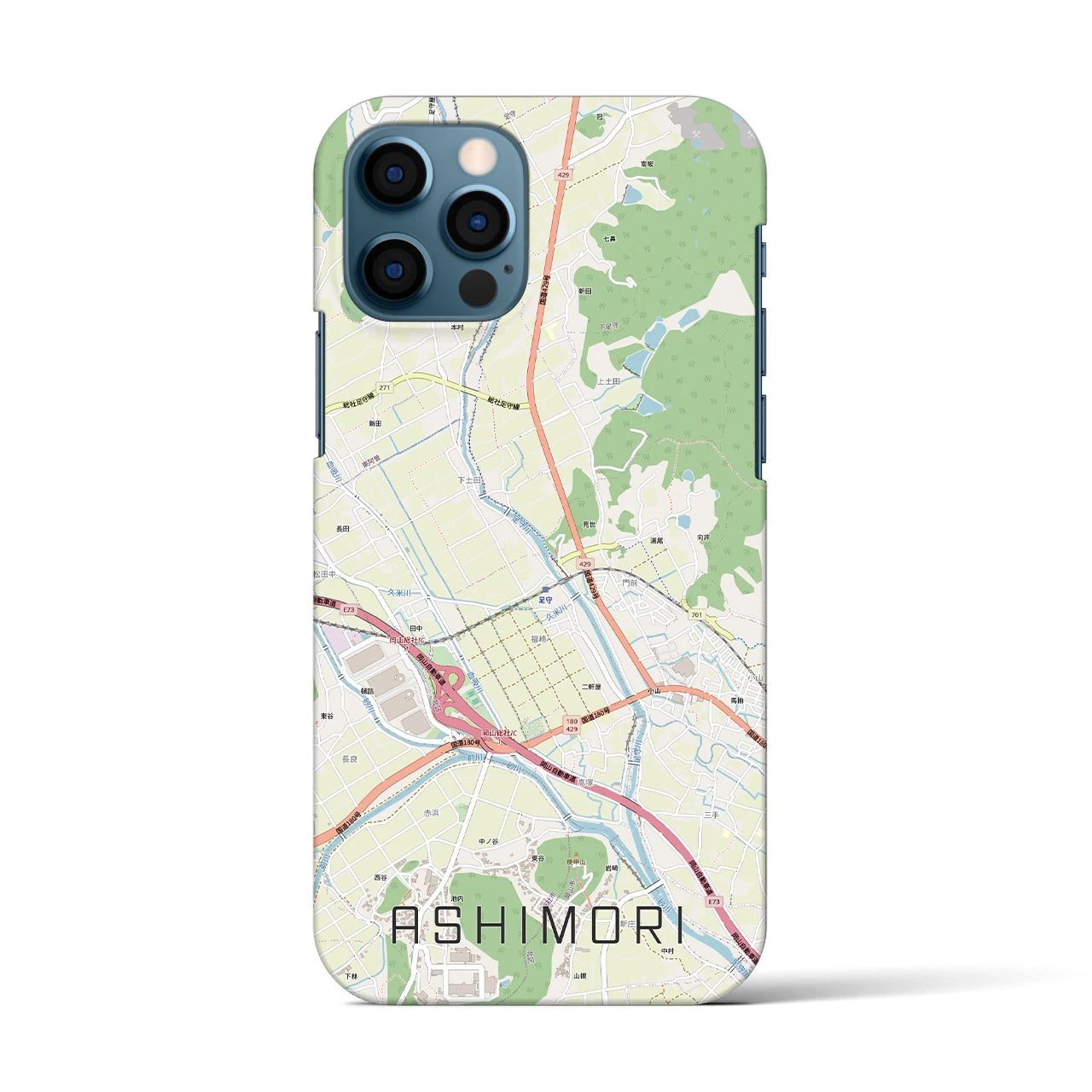 【足守(岡山県)】地図柄iPhoneケース(バックカバータイプ)