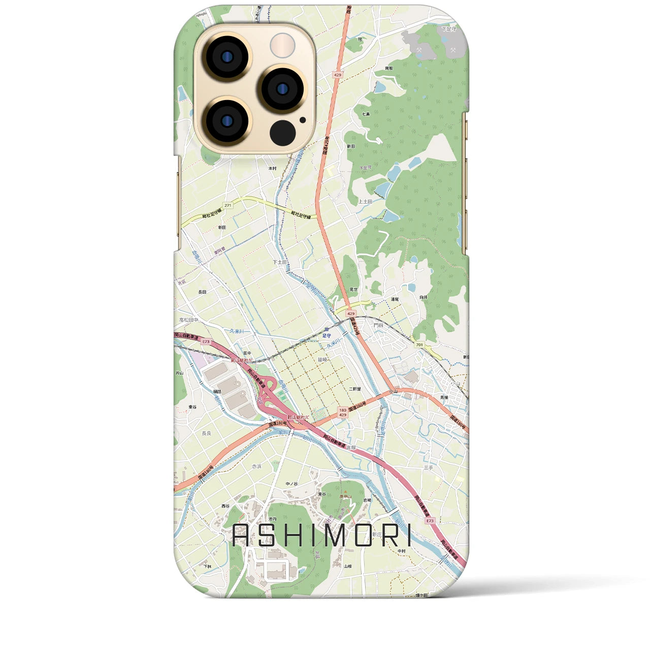 【足守(岡山県)】地図柄iPhoneケース(バックカバータイプ)