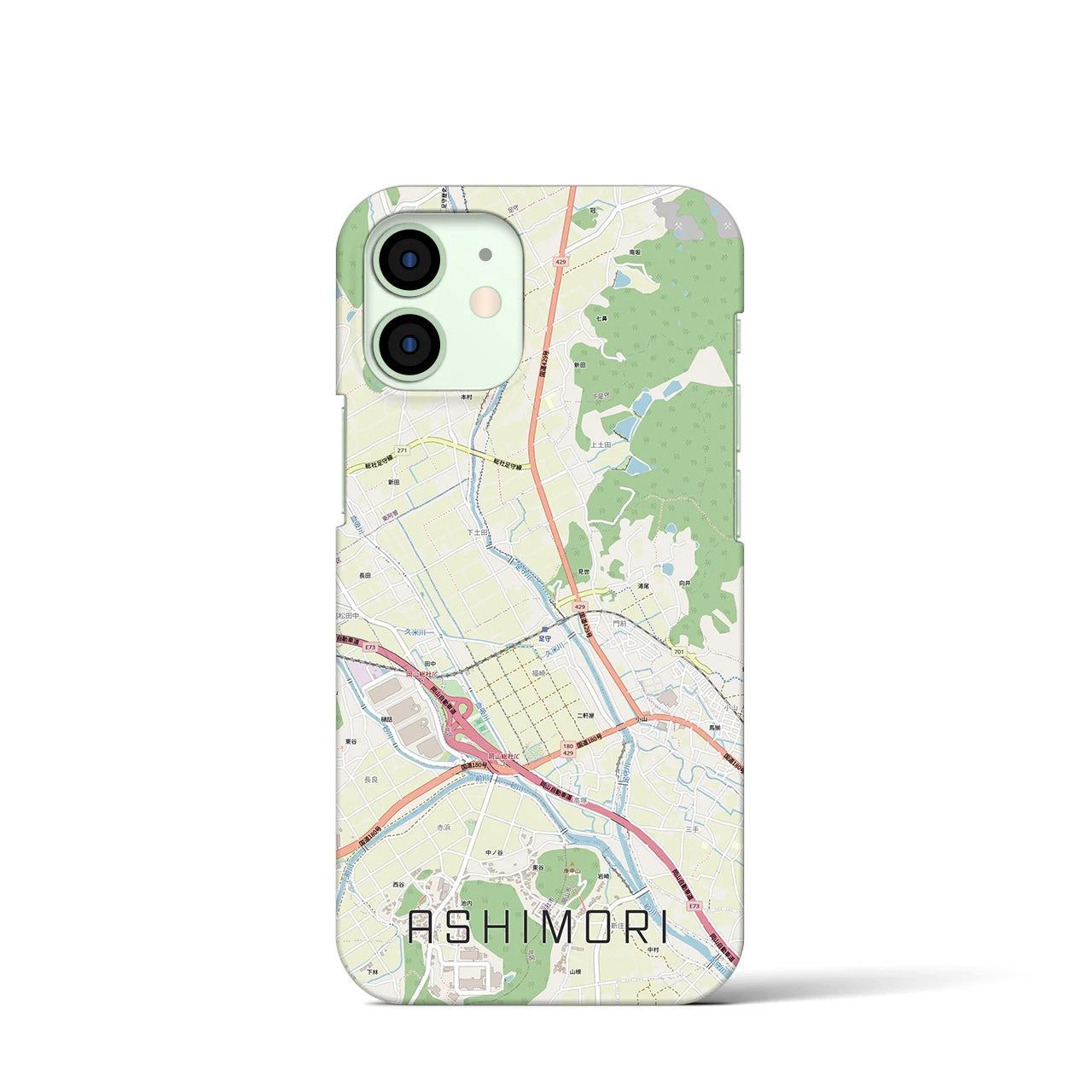 【足守(岡山県)】地図柄iPhoneケース(バックカバータイプ)