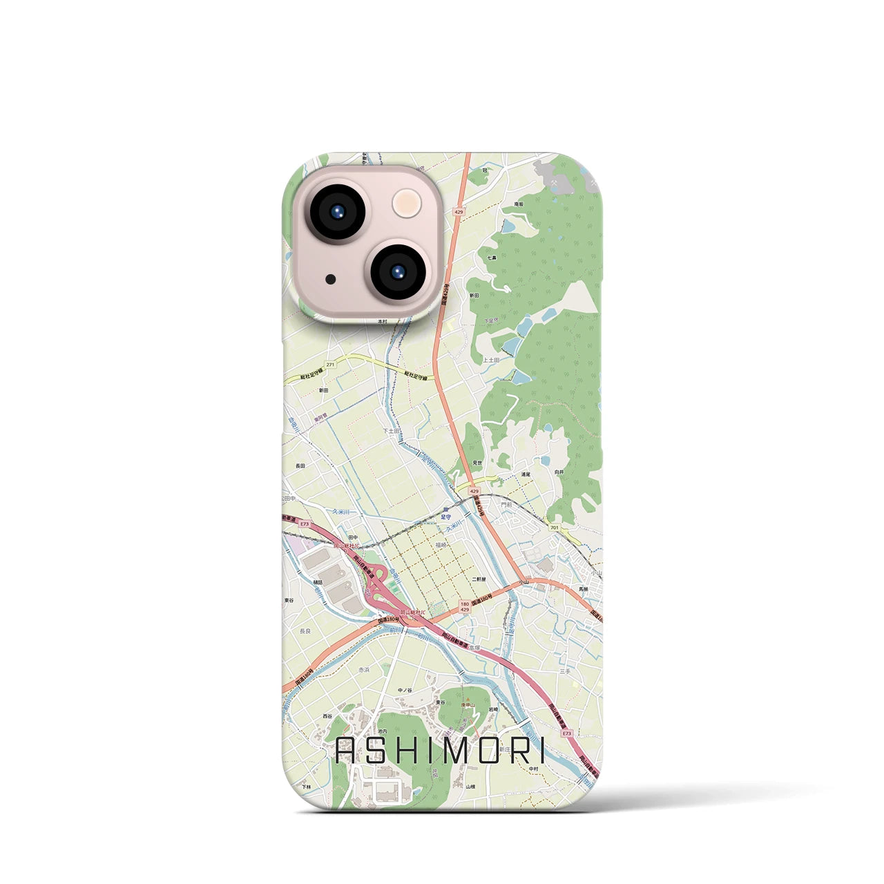 【足守(岡山県)】地図柄iPhoneケース(バックカバータイプ)