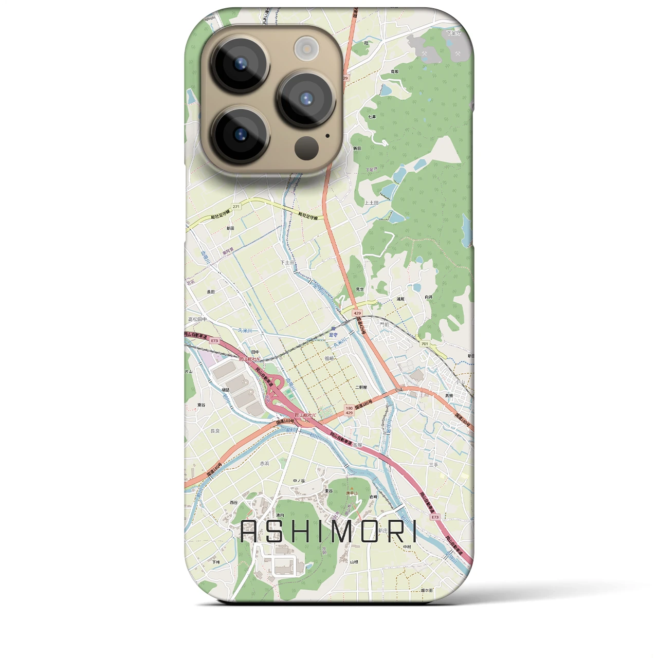 【足守(岡山県)】地図柄iPhoneケース(バックカバータイプ)