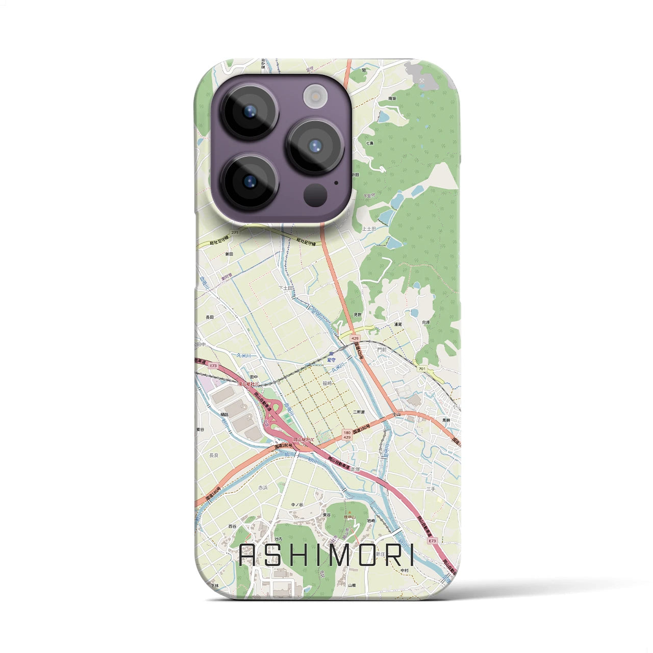 【足守(岡山県)】地図柄iPhoneケース(バックカバータイプ)