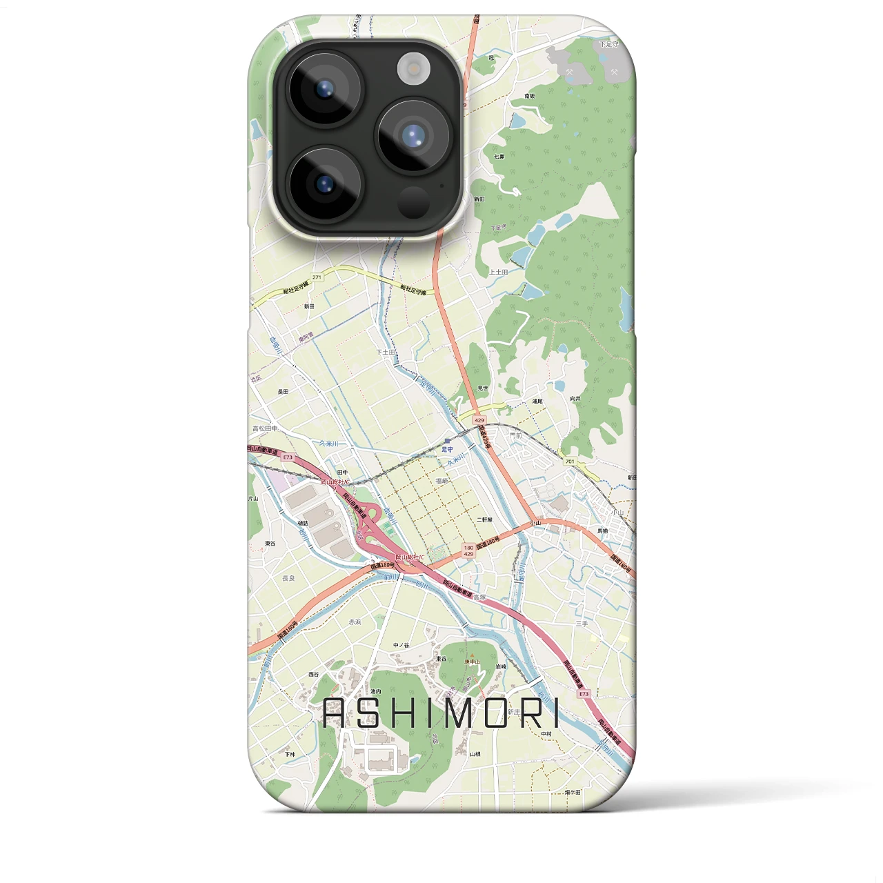 【足守(岡山県)】地図柄iPhoneケース(バックカバータイプ)