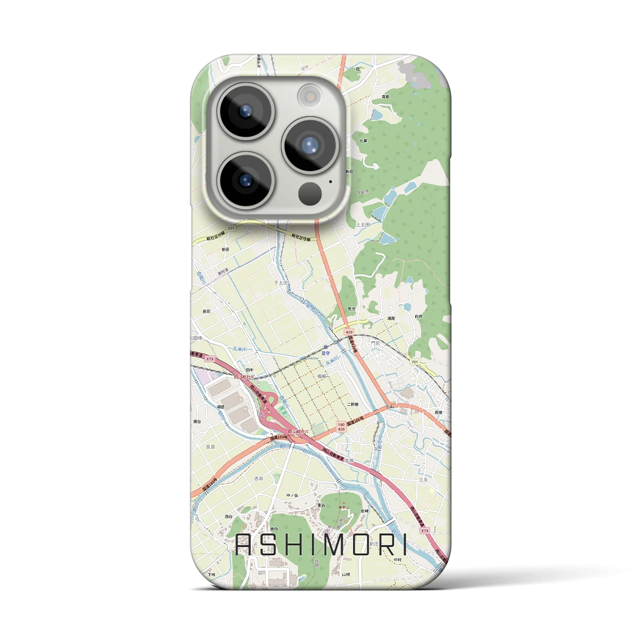 【足守(岡山県)】地図柄iPhoneケース(バックカバータイプ)