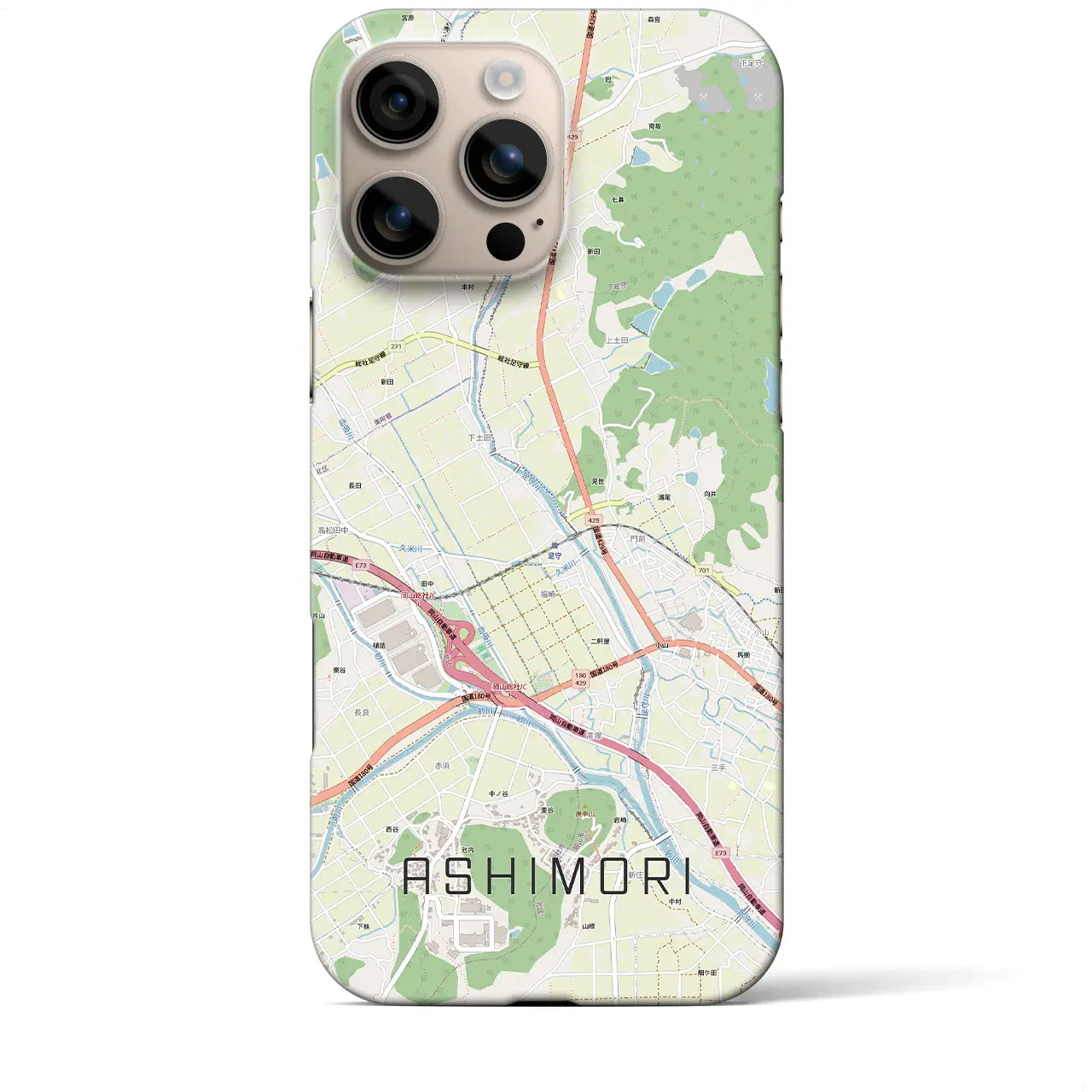 【足守(岡山県)】地図柄iPhoneケース(バックカバータイプ)