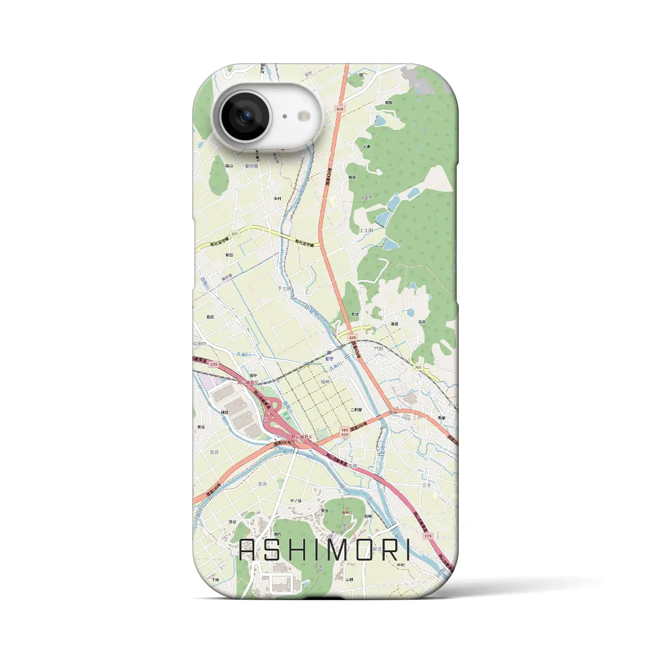 【足守(岡山県)】地図柄iPhoneケース(バックカバータイプ)