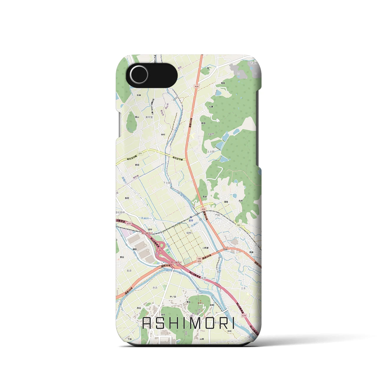 【足守(岡山県)】地図柄iPhoneケース(バックカバータイプ)