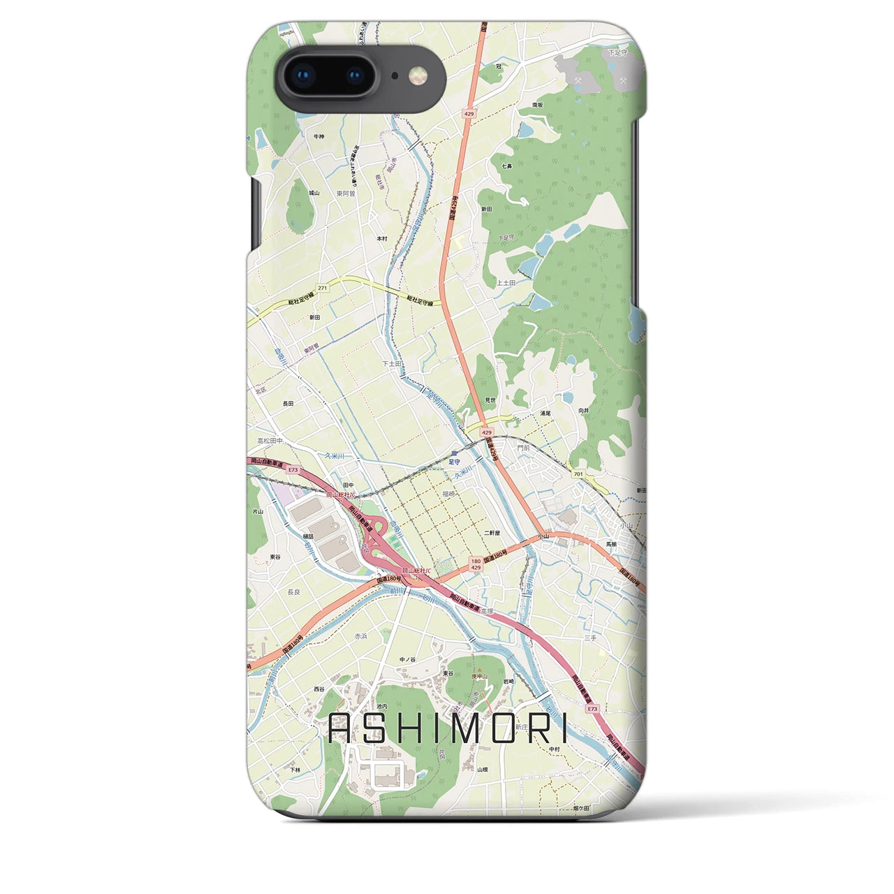 【足守(岡山県)】地図柄iPhoneケース(バックカバータイプ)