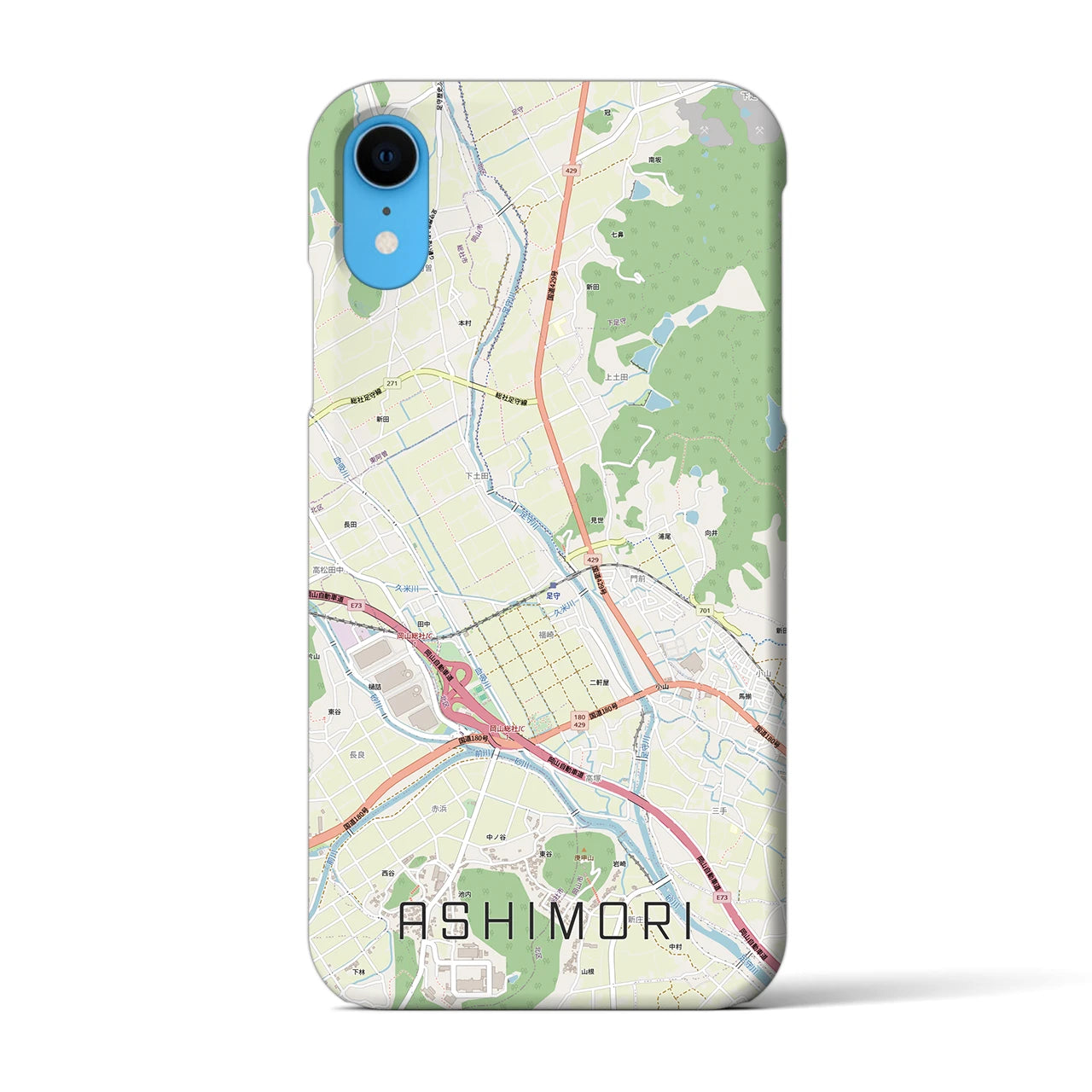 【足守(岡山県)】地図柄iPhoneケース(バックカバータイプ)